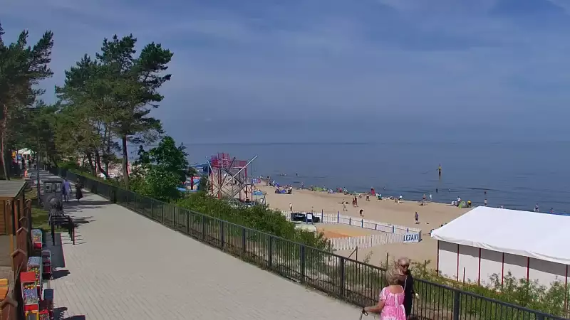 Stegna kamera bulwar, plaża i morze.