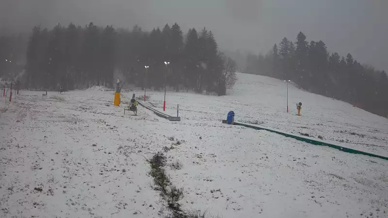 Kamera prezentuje widok na wyciąg orczykowy w Szczyrk Mountain Resort.