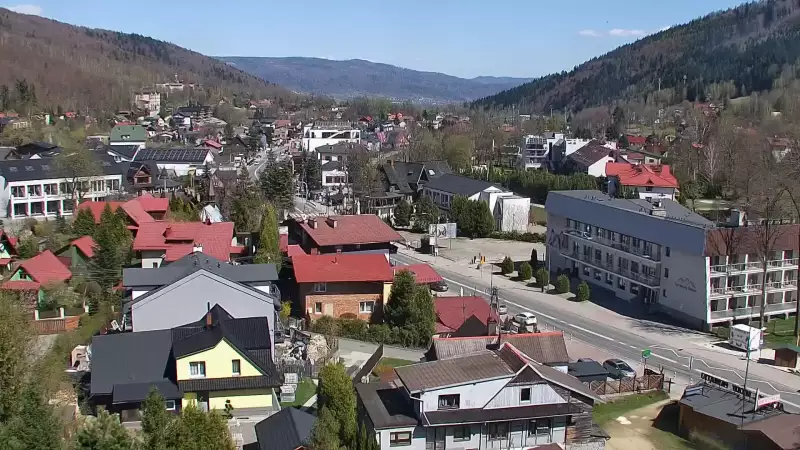 SZCZYRK - widok z kamery na deptak w Szczyrku