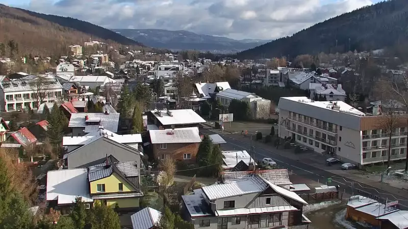 SZCZYRK - widok z kamery na deptak w Szczyrku