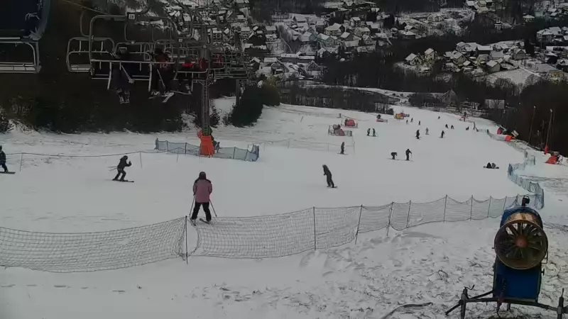 Widok na stację narciarską Szklana Góra w Harbutowicach.