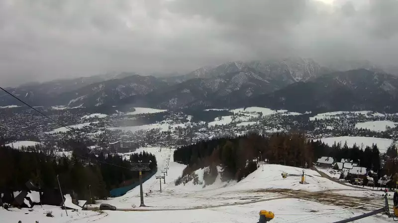 Widok z Kamery na trasy zjazdowe na Polanie Szymoszkowej w Zakopanem