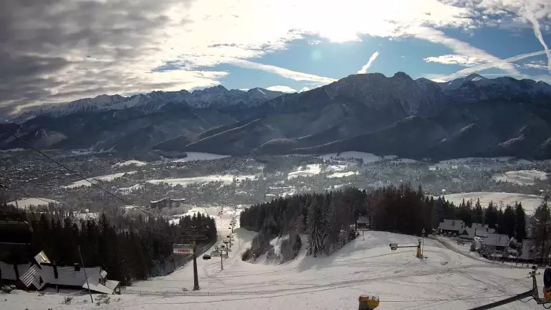 Widok z Kamery na trasy zjazdowe na Polanie Szymoszkowej w Zakopanem