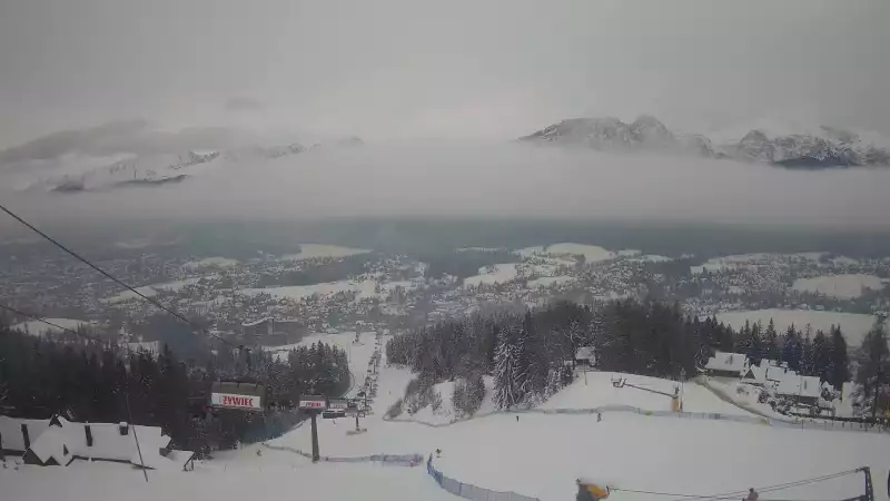 Widok z Kamery na trasy zjazdowe na Polanie Szymoszkowej w Zakopanem