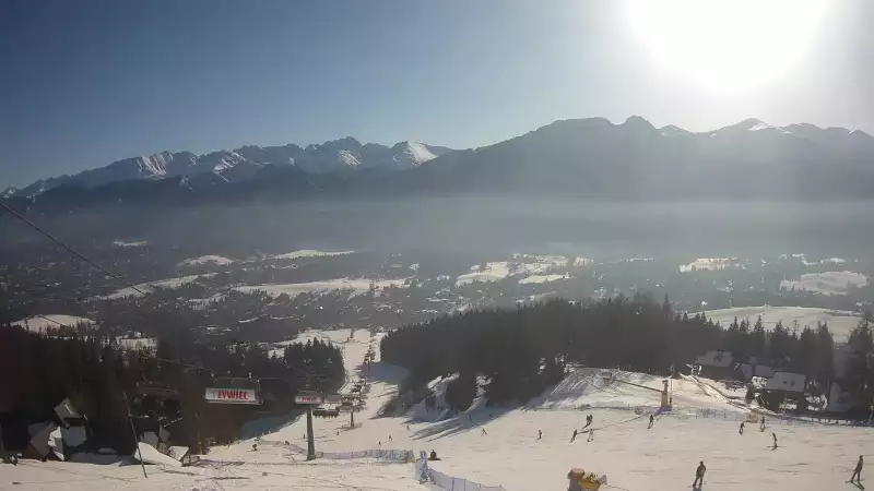 Widok z Kamery na trasy zjazdowe na Polanie Szymoszkowej w Zakopanem