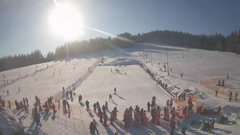 Widok z Kamery na trasę zjazdową w Tylicz.ski.