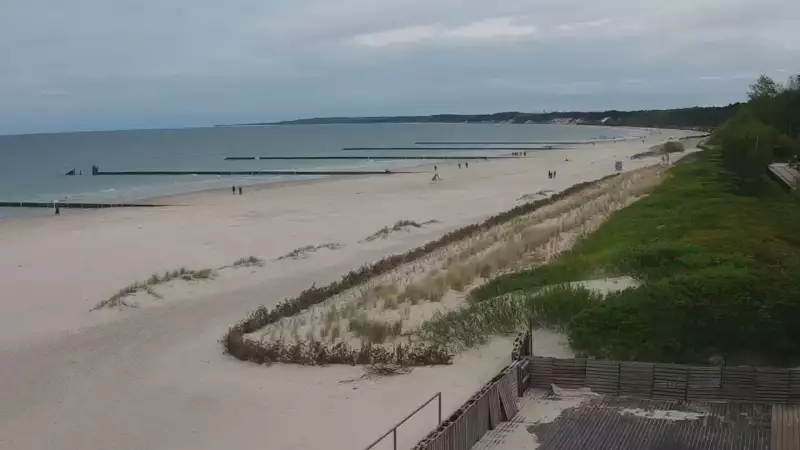 Obraz na żywo z plaży w Ustce, nadmorską promenadę i punkt widokowy