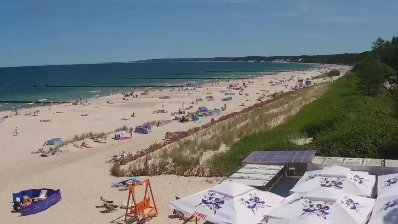 Obraz na żywo z plaży w Ustce, nadmorską promenadę i punkt widokowy