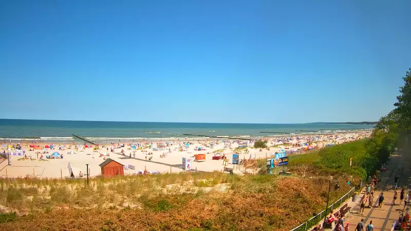 Obraz na żywo z plaży w Ustce, nadmorską promenadę i punkt widokowy