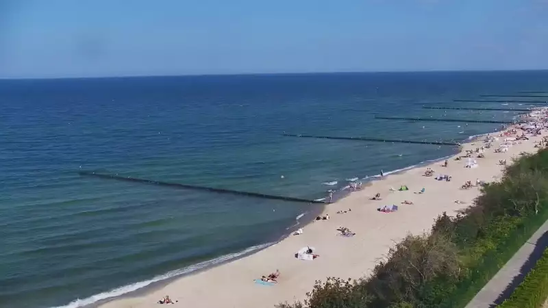 Ustronie Morskie widok z kamery na plażę