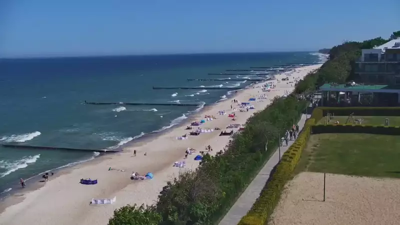 Ustronie Morskie widok z kamery na plażę