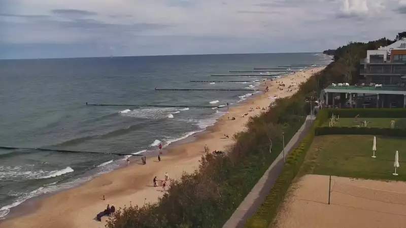 Ustronie Morskie widok z kamery na plażę