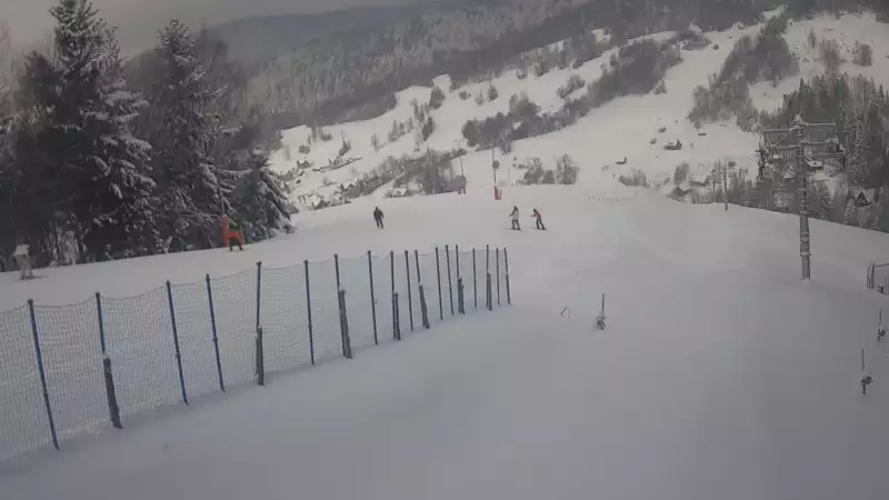 Widok z górnej stacji narciarskiej Wierchomla Toczek