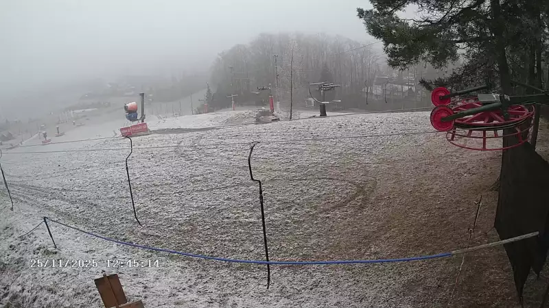 Widok z górnej stacji stoku Koszałkowo w Wieżycy