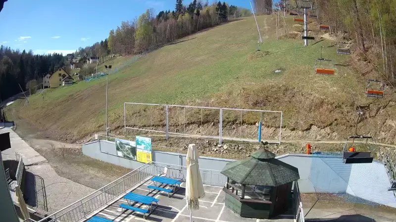 Widok na bramki i kolej linową w SOSZOWIE.