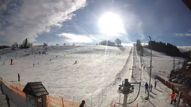 Widok na stok narciarski Wojtek w Zawoi