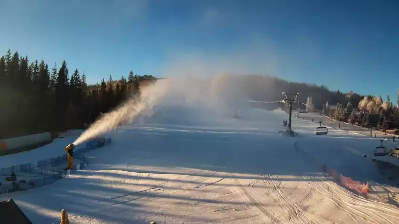 Złoty Groń w Istebnej - widok na trasy zjazdowe online.