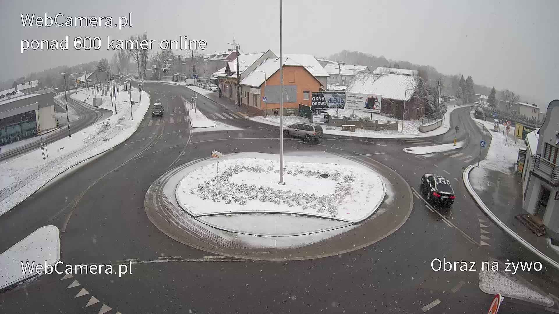 Widok na rondo w Hałcnowie