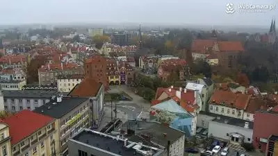Widok z Kamery na panoramę miasta Olsztyna na żywo
