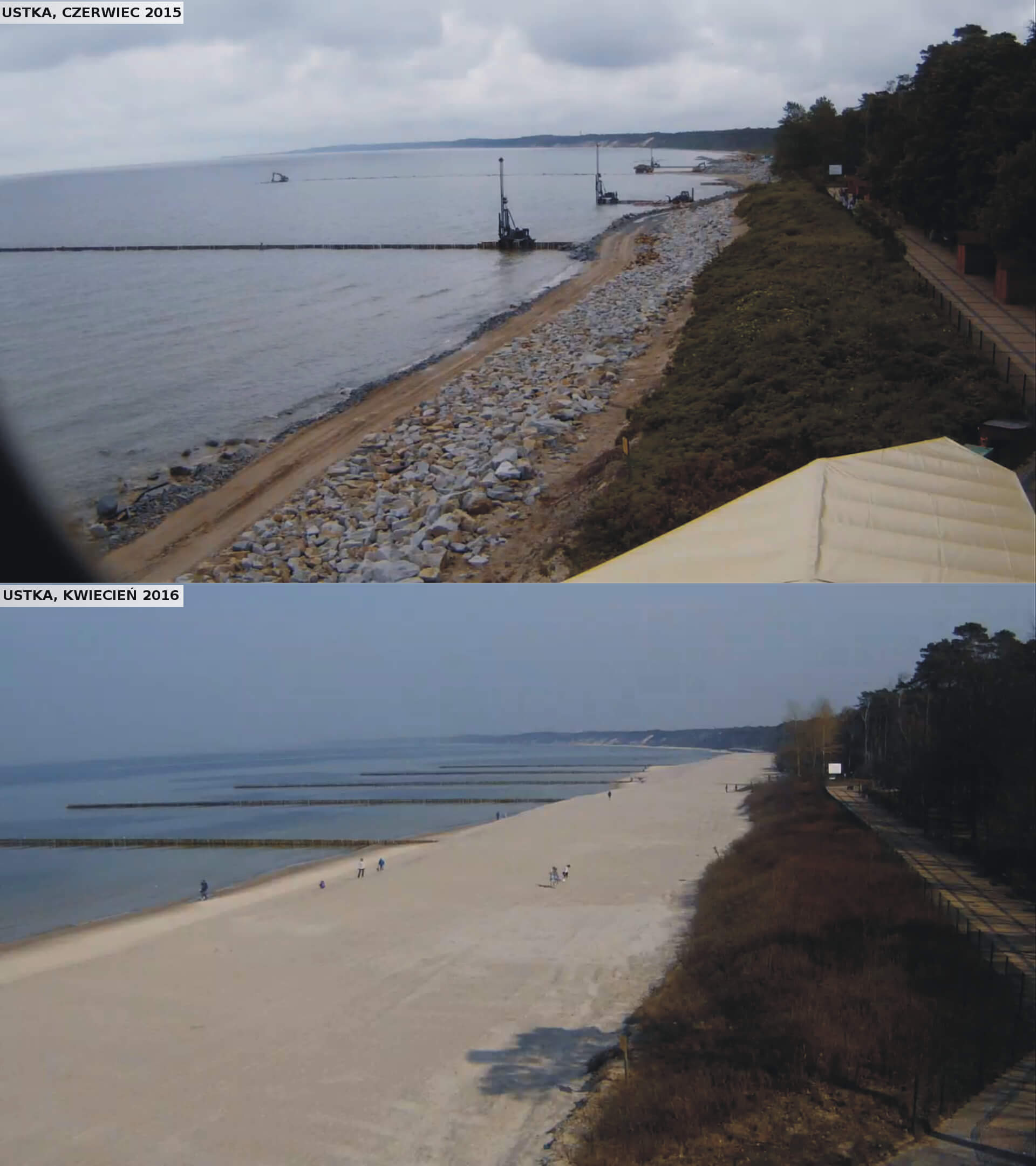  Ujęcie na wschodnią część plaży w Ustce po rozbudowie plaży.