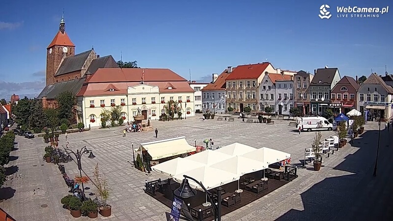 Kadr z kamery na rynek w Darłowie