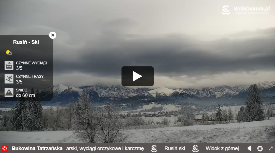 foto: ujęcie z kamery na stacje narciarską Rusiń ski w Bukowinie Tatrzańskiej foto: ujęcie z kamery na stacje narciarską Rusiń ski w Bukowinie Tatrzańskiej