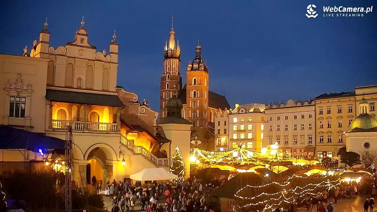 Widok na Jarmark Świąteczny w Krakowie