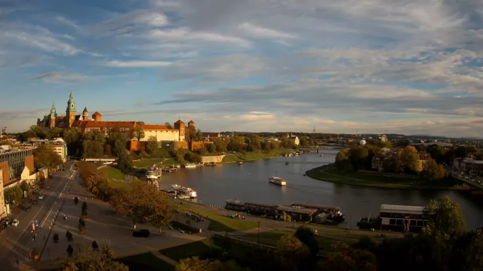 Widok na Wawel i zakole Wisły w Krakowie