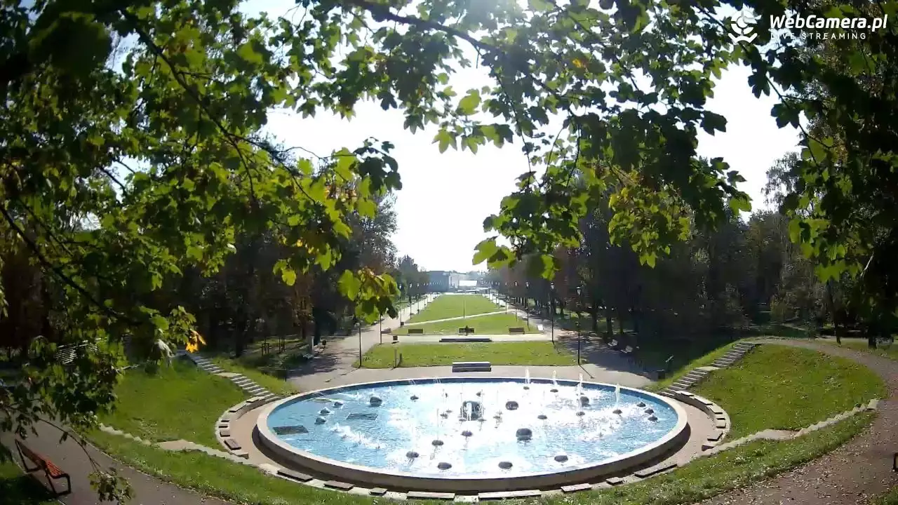 zdjęcie z kamery na fontannę w Parku Ludowym w Lublinie