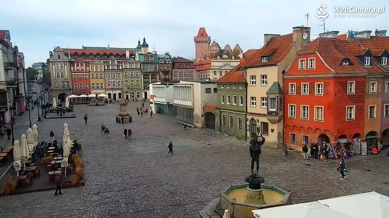 widok z kamery na Stary Rynek w Poznaniu 