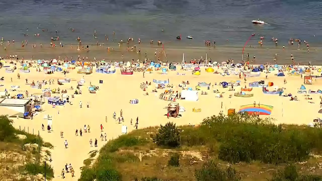 widok z kamery na plażę w Świnoujściu