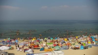 plaża nad bąłtykiem w Krynicy Morskiej Tłumy w Krynicy Morskiej