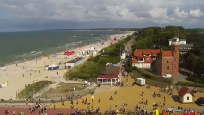 Widok na ustecką plaże z Pylonu Urlop w Ustce