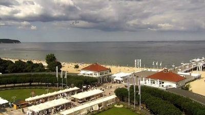 Plaża i molo w Sopocie Sopocki deptak z lotu ptaka