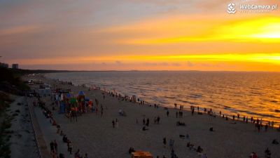 Plaża w Międzyzdrojach. Widok z kamery