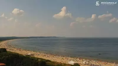 Panorama na plażę w Morze Bałtyckie w Świnoujściu 