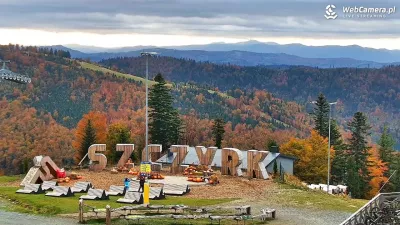 Jesienny las widziany z Hali Skrzyczeńskiej 